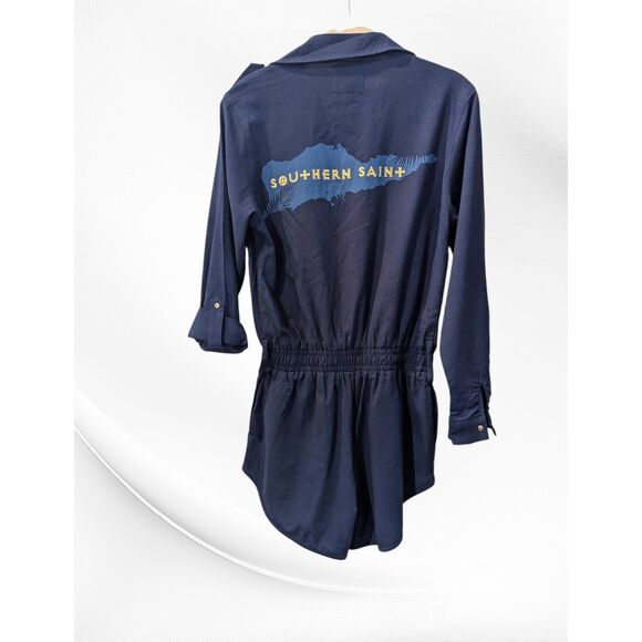 Southern Saint Blue Collar adjustable arm length romper  Sz S - Picture 9 of 9